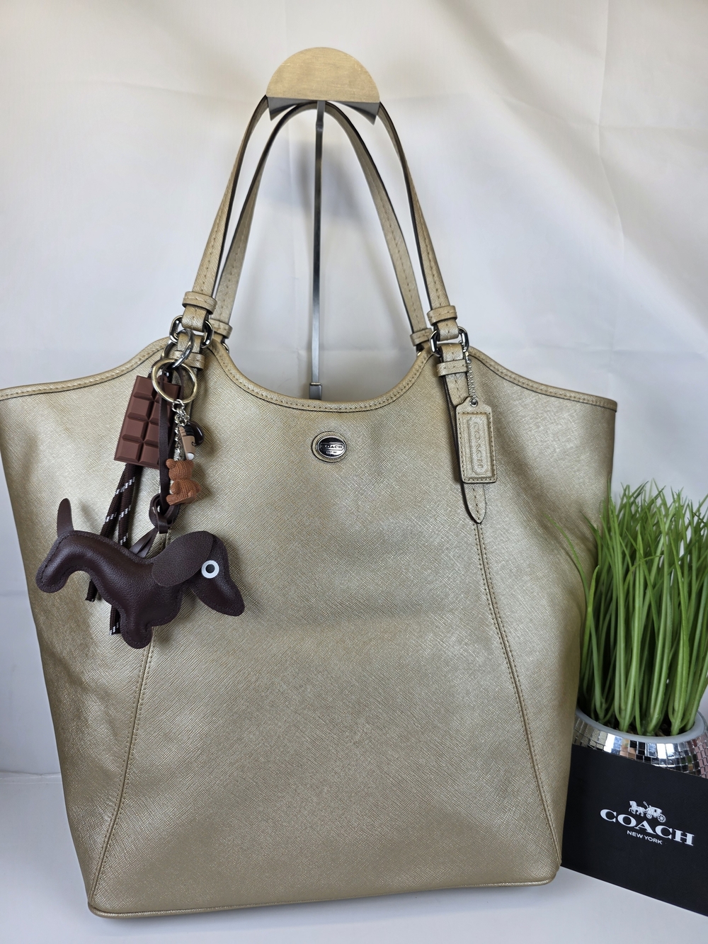 Coach Peyton Gold Metallic Tote Shoulder Bag